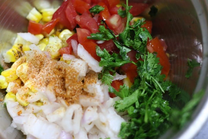 ingredients for making roasted corn salad recipe