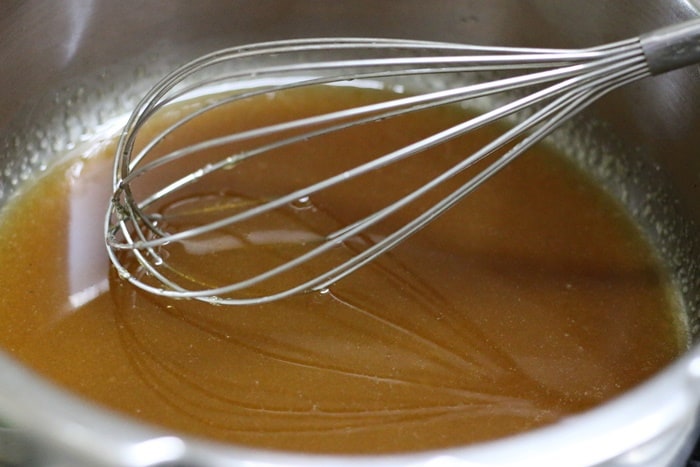 dissolving sugar in water for salted caramel sauce recipe