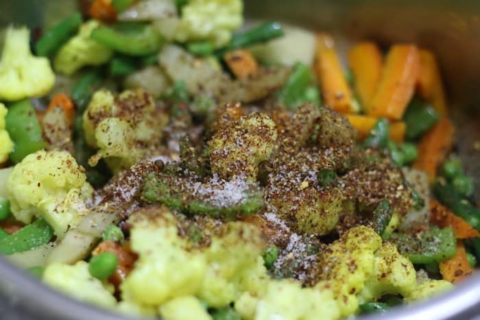 sauteing veggies for making vegetable kadai recipe