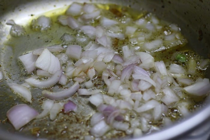 sauteing onions for veg kadai recipe
