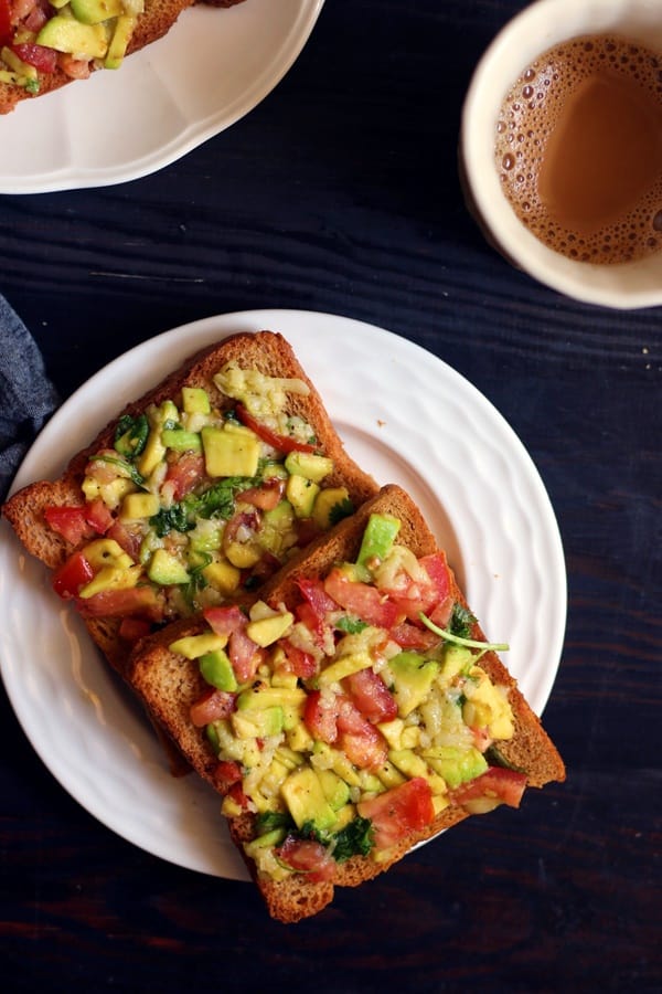 overhead shot of avocado toast