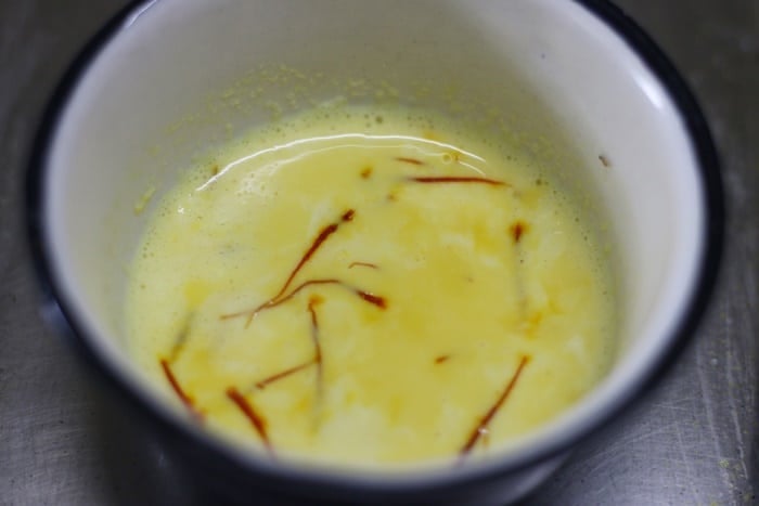 Saffron soaked in warm milk