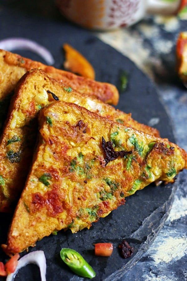 Closeup shot of savory vegan french toast