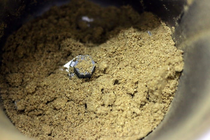 Roasted coriander seeds powdered-  ground coriander in a mixer jar.