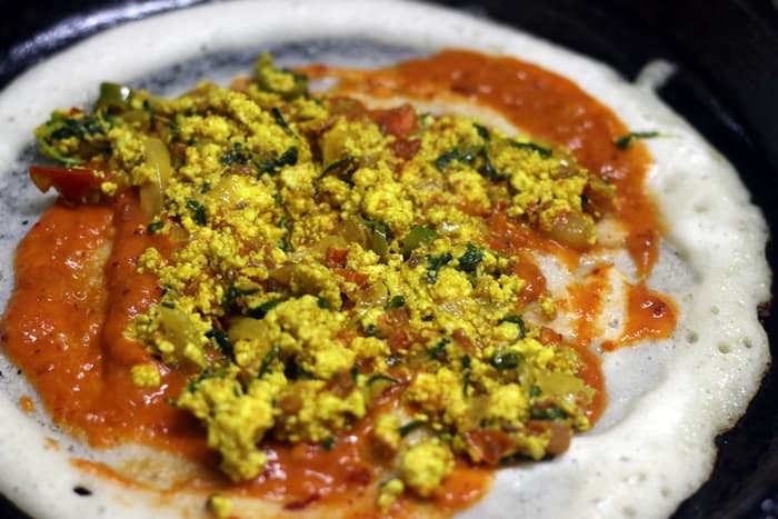 Preparing paneer masala dosa recipe