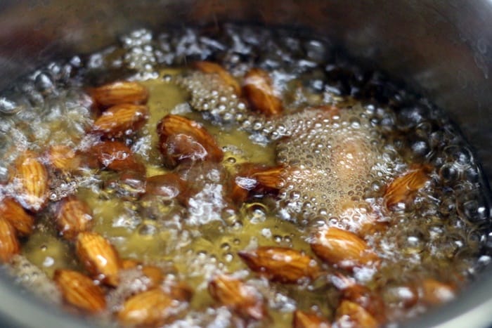 Blanching almonds for making badam shake recipe