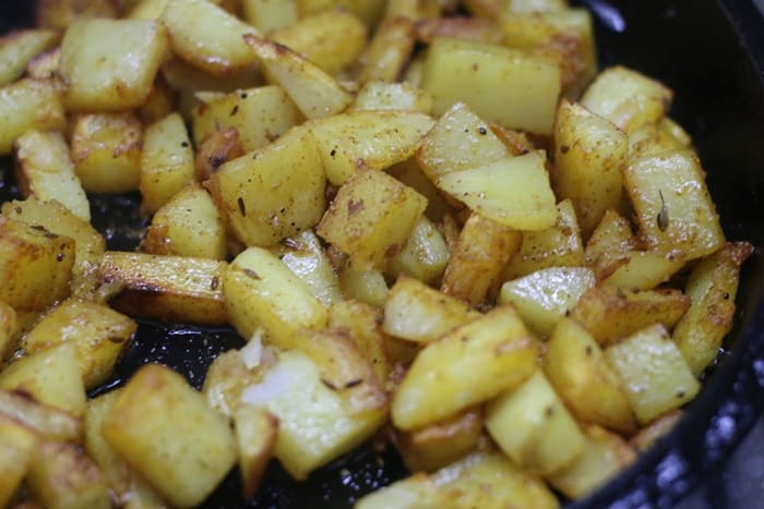 Golden brown potato stir fry