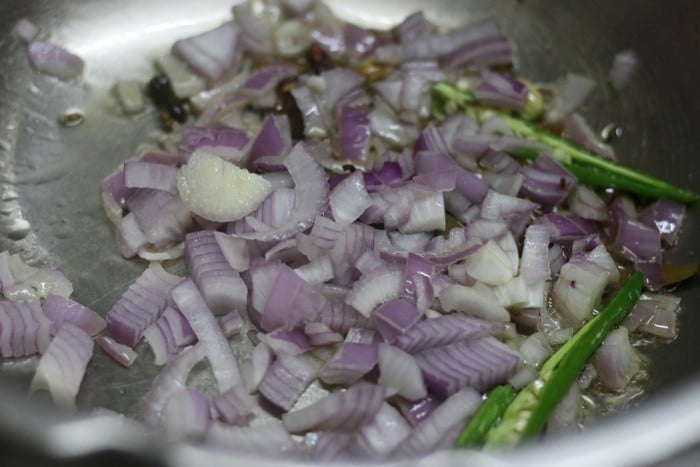 Sauteing onions for making maa ki dal recipe