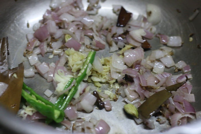 Sauteing ginger garlic for making maa di dal recipe