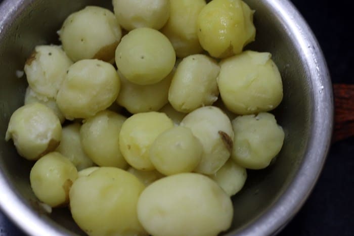 boiled and peed baby potatoes for aloo methi
