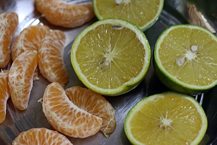 Fruits ready to be juiced for ganga jamuna juice