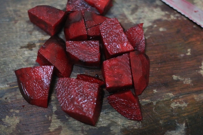 peeled and cubed beetroots
