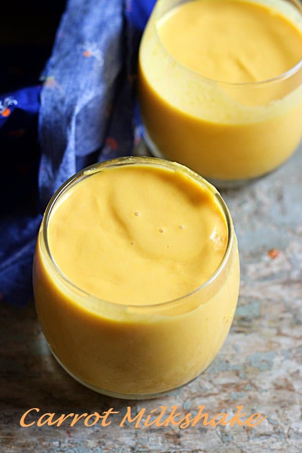 carrot milkshake served in a short glass for dessert