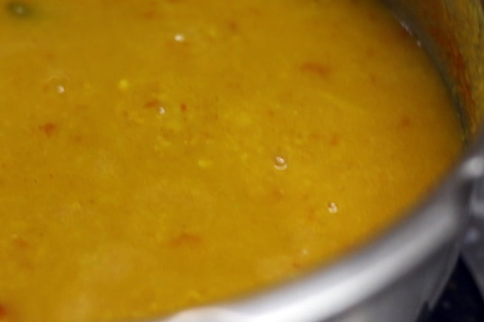 Pressure cooked dal dhokli before tempring