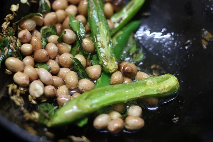 Tempering ready for dal dhokli recipe