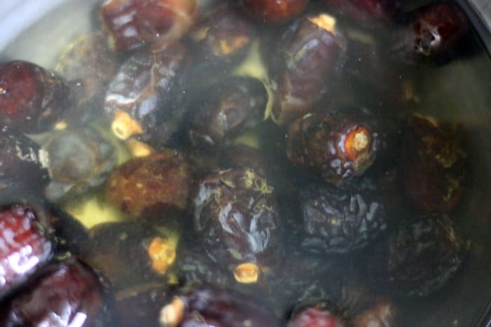 dried dates soaked in water for date syrup making