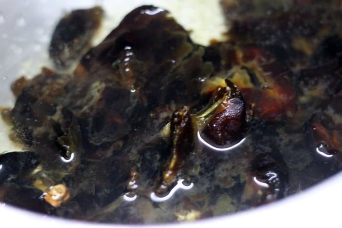 dates soaked in hot water
