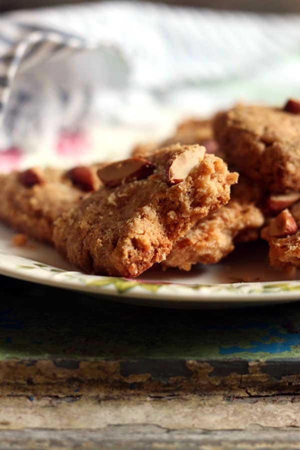 closeup shot of homemade almond shortbread cookies 