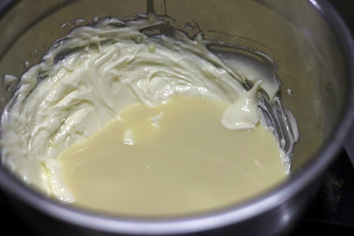 condensed milk and vanilla added to soft butter