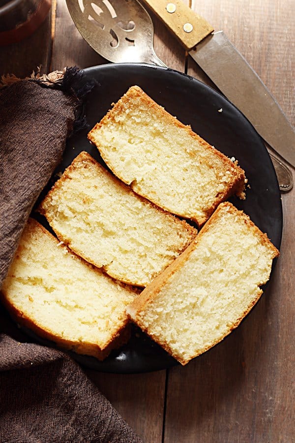 Thick slices of butter cake baked fresh