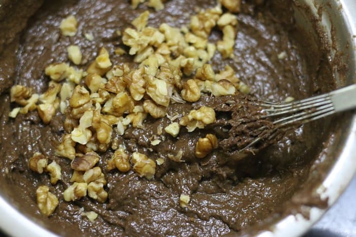walnuts added to cake batter