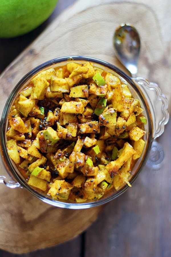 Instant mango pickle ready to serve