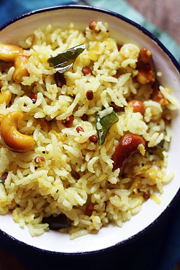 Closeup shot of raw mango rice