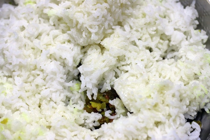 raw mango rice making