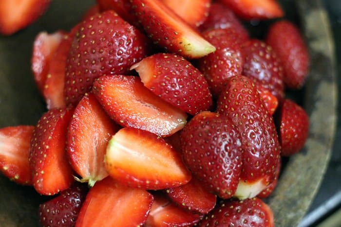 hulled and chopped strawberries