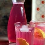 Chilled rose lemonade served with lemon slices