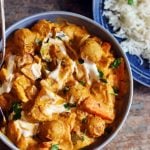 Vegetarian tikka masala served with jeera rice