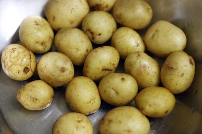 scrubbed baby potatoes for tikka masala