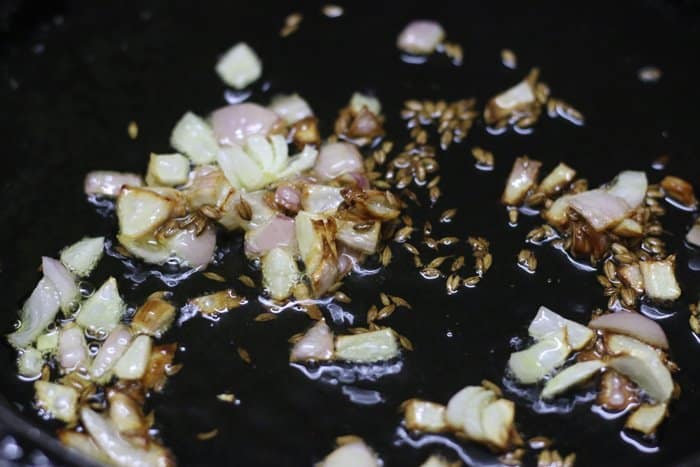 sauteing onions in sesame oil