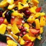 Fresh mango salad served for dessert