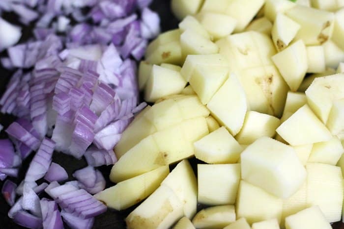 potatoes and onions chopped