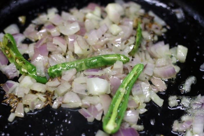 frying chopped onions