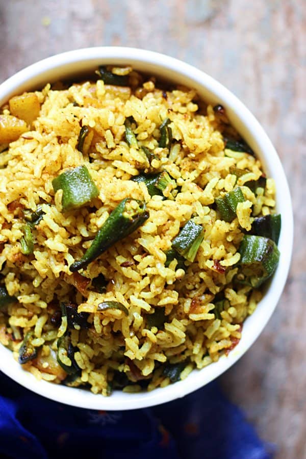 Okra Rice - Bhindi Rice