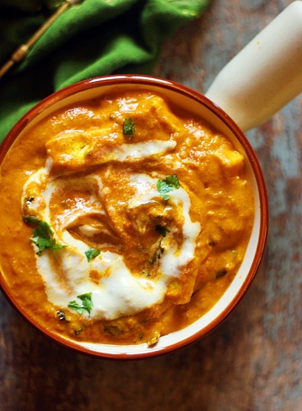 paneer makhani served in a ceramic bowl