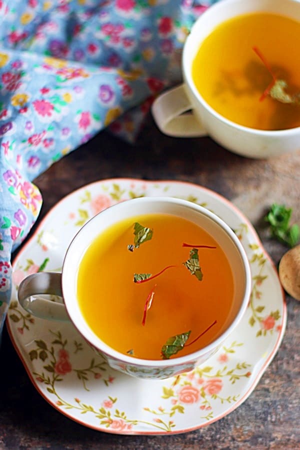 warm saffron tea