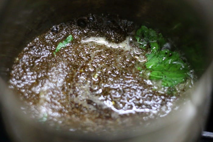 Simmering tea leaves in water