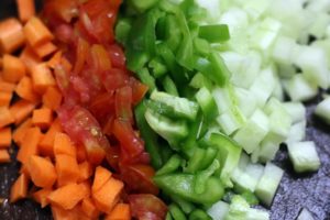 chopped veggies for veg raita