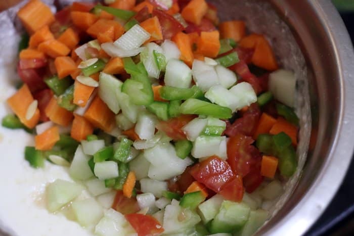 making mixed vegetable raita recipe