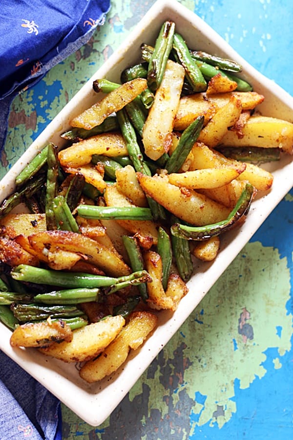 Aloo beans ki sabzi- spiced green beans potatoes recipe