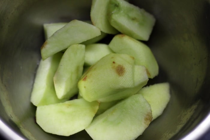 apples cubed for apple milkshake