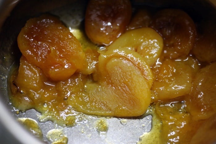 preparing khubani ka meetha dessert