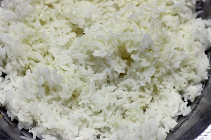 cooked and cooled rice for peanut rice