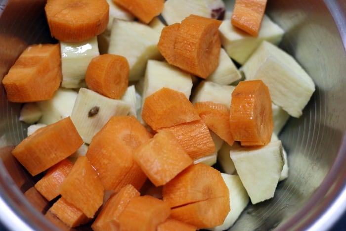 cubed sweet potatoes for sweet potato salad