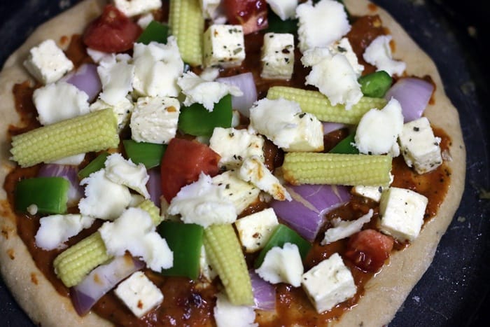 paneer pizza ready to bake