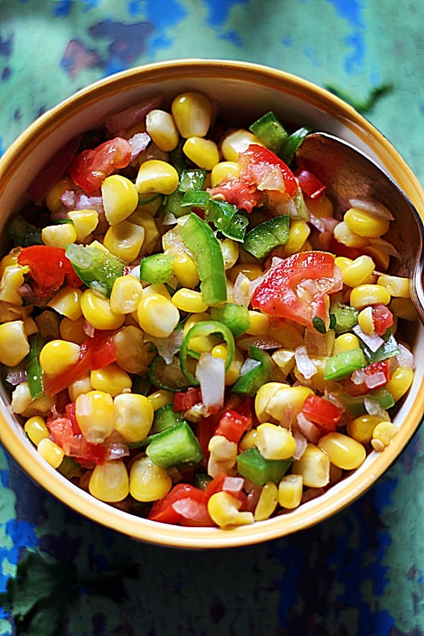 sweet corn salsa ready to serve