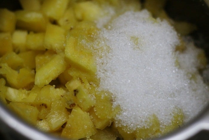 sugar added to choppe pineapples